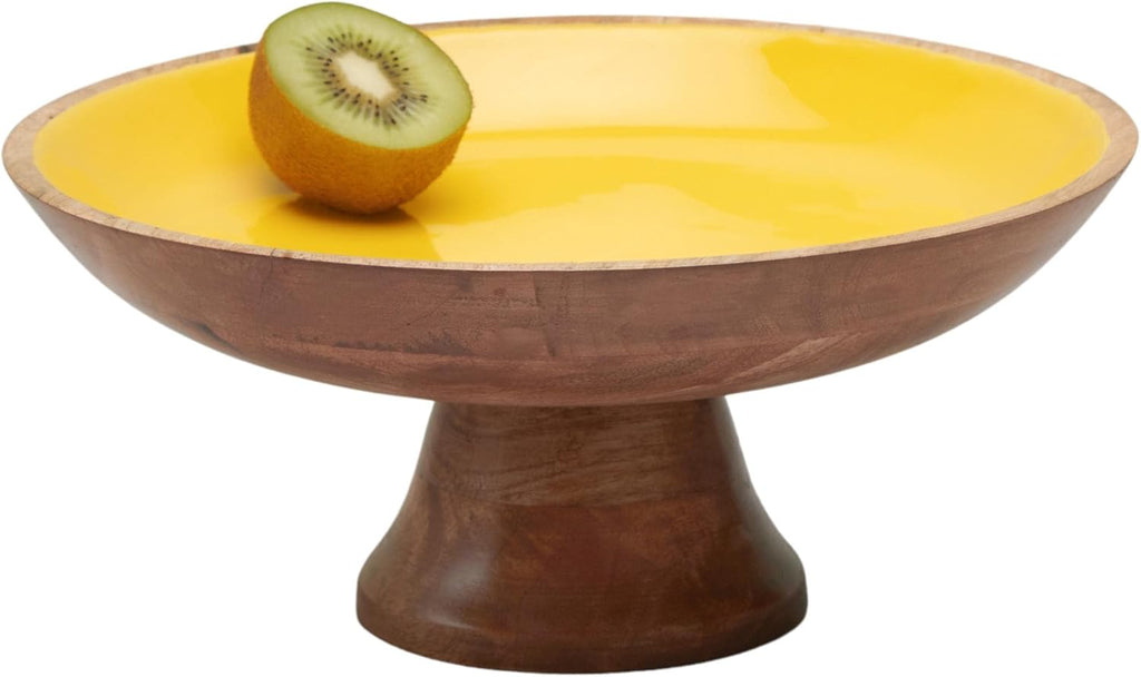 Folkulture Wooden Fruit Bowl | (12") Decorative Bowls for Kitchen Counter or Centerpiece Table Decor | Large Bowls, Pedestal Bowl for Farmhouse décor | Wood Fruit Bowl for Kitchen