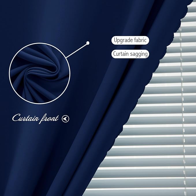 Self Adhesive Portable Blackout Curtains for Bedroom Easy to Install Window Thermal Lnsulated Kitchen Room Darkening Small Window Curtains, 59" W X 71" L, Navy Blue, 1 Panel