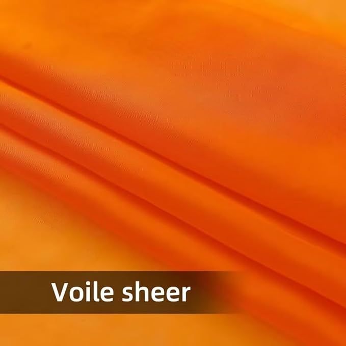 youleyar Solid Sheer Rod Pocket Curtain Voile Draperies 4 Panels White Beige Black Grey Ivory 52 Inch Width 54 Inch Long 1 Pair for Kitchen Bedroom Children Living Room Yard(Orange,52 Wｘ54 L)