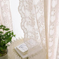 YJ YANJUN Vintage Lace Curtains 72 inchLength Romantic Flowers Sheer Pink Lacy Curtains for Girls Bedroom Living Room Rod Pocket Light Filtering 52 x 72 Inch Dusty Pink