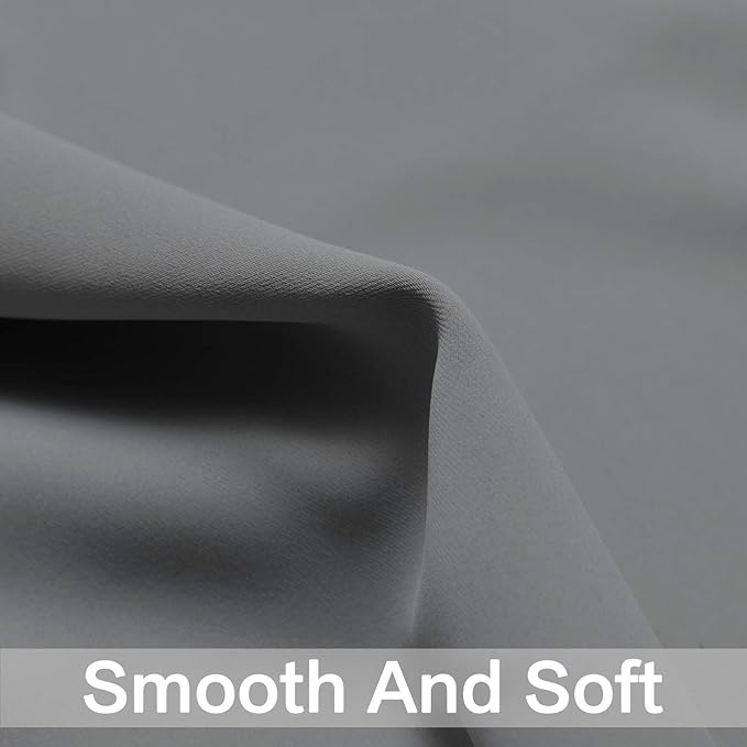 Yakamok Grey Blackout Curtains for Bedroom, Light Blocking Thermal Insulated Grommet Blackout Drapes for Living Room(52W by 45L, Grey, 2 Panels)