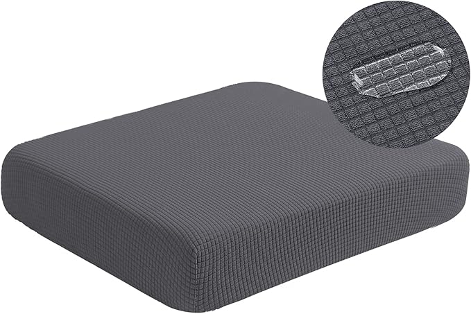 Water Repellent Sofa Cushion Slipcovers, Stretch Sofa Seat Cushion Cover, Furniture Protector Slipcovers RV Seat Cover for Living Room (Loveseat Cushion, Gray)