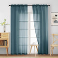 Dusty Blue Sheer Curtains 84 Inches Long 2 Panels, Elegant Airy Transparent Light Filtering Window Curtains, Window Drapes for Living Room Bedroom, Top Dual Rod Pocket Design, 2x42Wx84L Inches