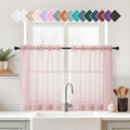 Blush Pink Sheer Curtains Tier 30 Inches Length 2 Panels, Light Filtering Lightweight Soft Window Treatments Drapes, Cute Elegant Cafe Curtains for Nursery, Dual Rod Pocket, 2x42Wx30L Inches
