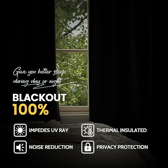 Yakamok 100% Blackout Curtain Panels 84 inches Cold and Light Blocking Drapes for Nursery, 2 Thick Layers Thermal Insulated Draperies (2 Pieces, 50 Wide Each Panel, Dove Grey/White Backing)