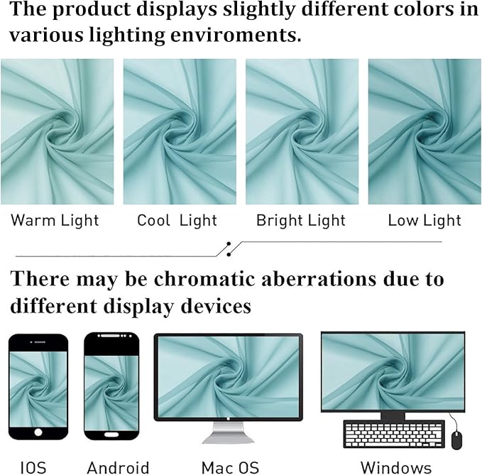 Lecloud Aqua Sheer Curtains for Living Room 90 Inches Long 2 Pcs, Voile Solid Color Airy Bedroom Decor Privacy Drapes, Dual Rod Pockets Light Filtering Soft Window Curtains, Each Panel 42" W x 90" L