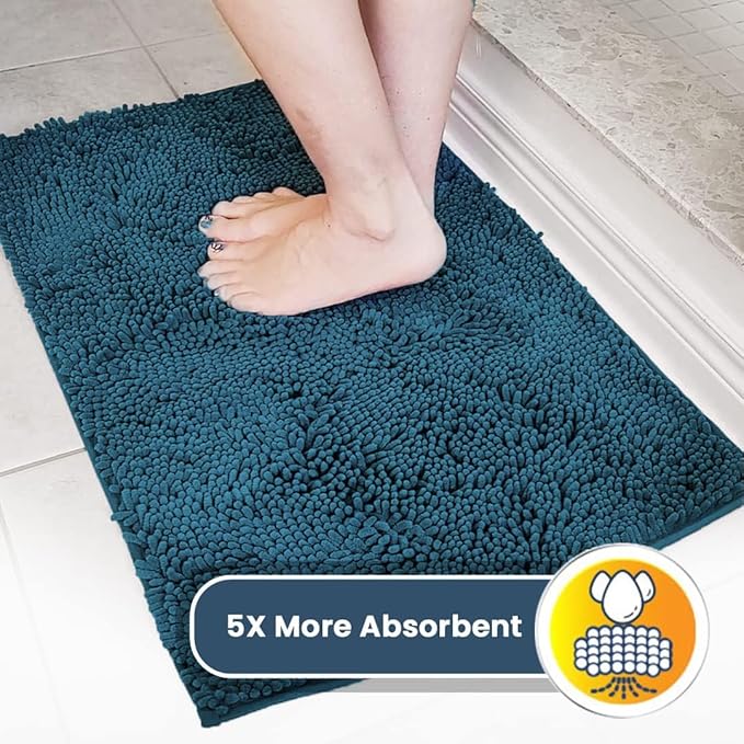 Muddy Mat® | Super Absorbent Door Mat Indoor, Microfiber Quick Dry Chenille Entryway Rug, Non-Slip Front Door Mat, Indoor Mats for Entryway, Machine Washable Pet Rug, Atlantic Blue 16"x24"