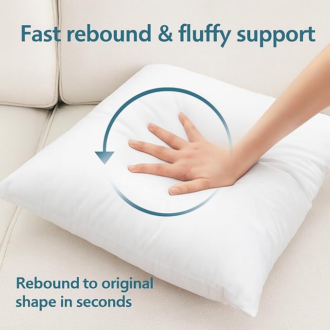 LANE LINEN 20x20 Throw Pillow Insert - Set of 4 White Pillow Inserts for Decorative Pillow Covers, Throw Pillows for Bed, Decorative Pillows for Bed, Couch Pillows, Throw Pillows for Couch