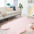 ORINOVA Pink Fluffy Shag Carpet Faux Bunny Washable Plush Fur Area Rugs for Bedroom 4x6 Nursery Rug for Living Room