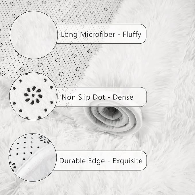 Chicrug Soft Runner Rug for Bedroom Living Room Plush Fluffy Rugs 2x6 Feet, Shag Furry Runner Rug Carpet Non Shedding for Nursery Children Kids Girls Room Home Decorative, Cream