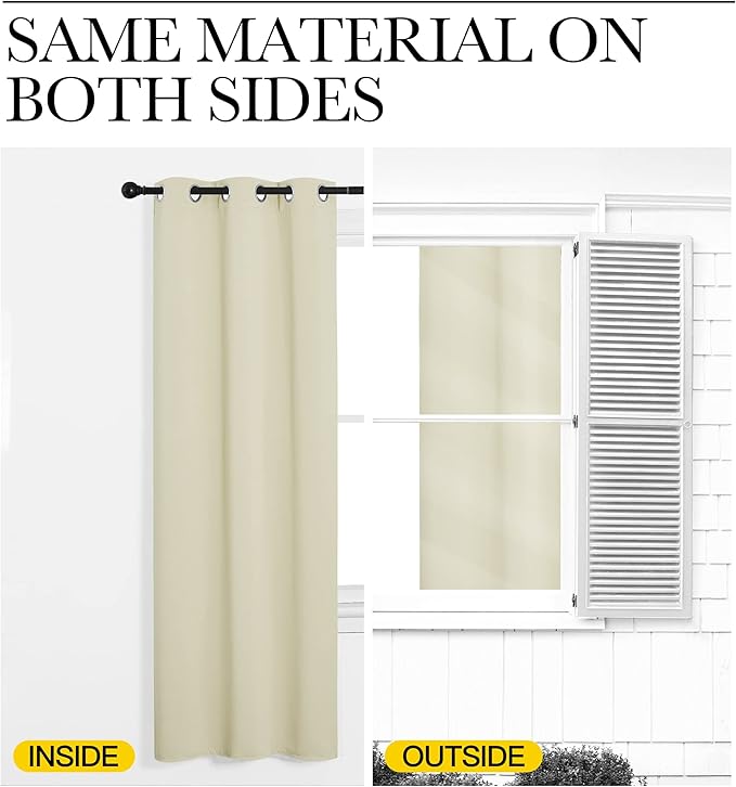 NICETOWN Room Darkening Short Curtain Panels for Small Window, Beige, 2 Panels, W29 x L40 -Inch, Thermal Insulated Grommet Room Darkening Draperies/Drapes for Window