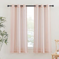 NICETOWN Pink Curtains for Girls Bedroom, Decorative Grommet Flax Linen Semitransparent Casual Window Drapes Privacy with Light Filtering for Bedroom, Dusty Blush, W36 x L63, 2 Pieces