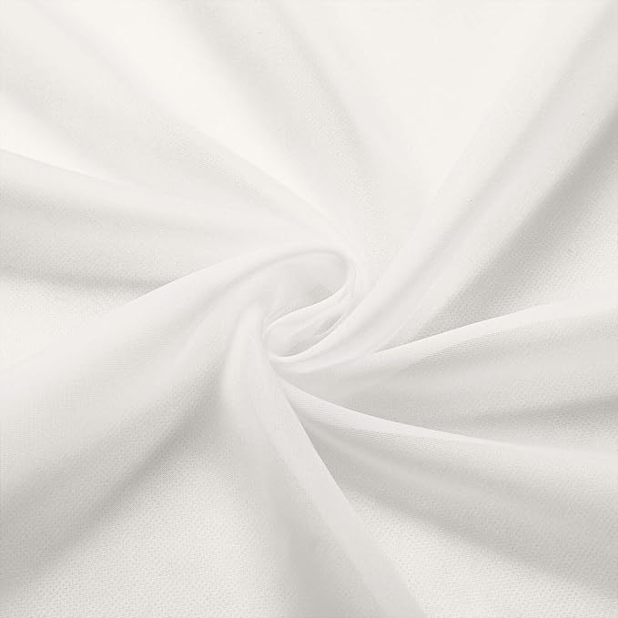 Extra Long Sheer Ivory Curtains for Bedroom Living Room 120 Inches Long 2 Panels Set, Solid Soft Light Filtering Rod Pocket Sheer Window Curtains, Ivory, Each 42" Wx120 L Inch