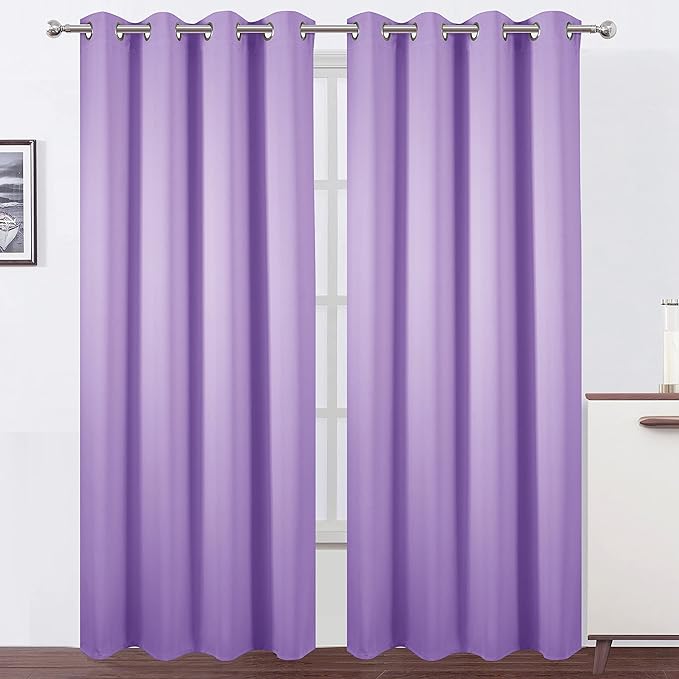 LEMOMO Blackout Curtains 66 x 84 inch/Lavender Curtains Set of 2 Panels/Thermal Insulated Room Darkening Bedroom Curtains