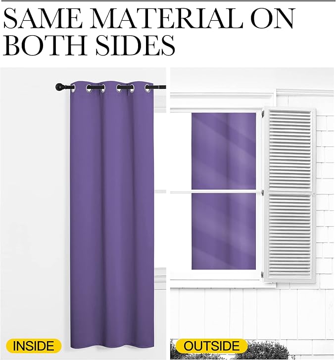 NICETOWN 84 inches Blackout Curtains for Office and Theater, Thermal Insulated Solid Grommet Drapes for Living Room (Lilac Purple, 1 Pair, 42 inches Wide)