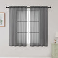 Grey Sheer Curtains for Bedroom Living Room 45 Inch Length 2 Panels, Soft Light Filtering Small Kitchen Window Curtains, Rod Pocket Short Curtain Drapes, Grey, 42" Wx45 L Inches