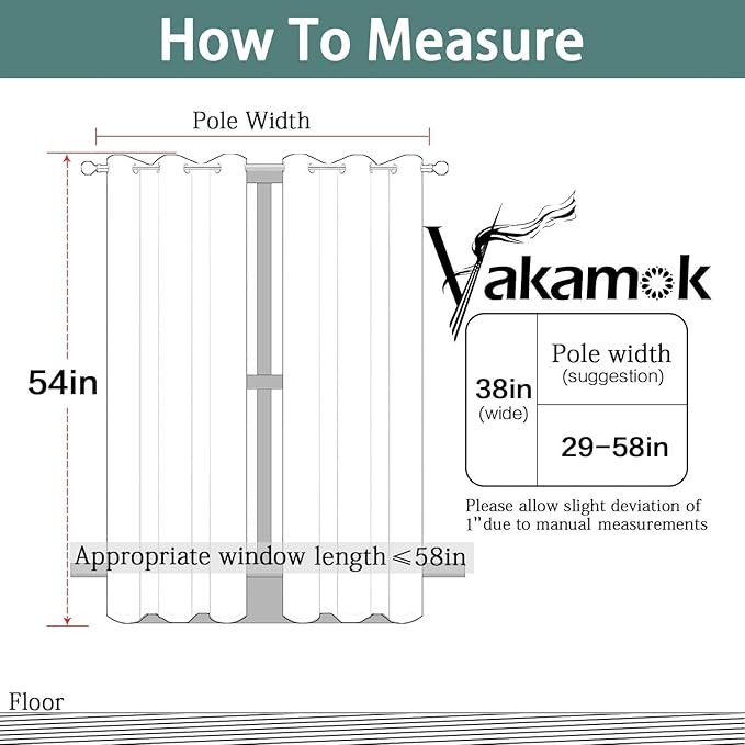 Yakamok Room Darking Curtains for Bedroom, Light Blocking Drapes Room Darkening Thermal Insulated Solid Grommet Panels for Living Room(38Wx54L, Greyish White, 2 Panels)