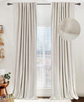 100% Blackout Shield Linen Blackout Curtains for Bedroom 102 Inches Long, Back Tab/Rod Pocket Living Room Drapes, Thermal Insulated Blackout Curtains 2 Panels Set, 50" W x 102" L,Cream