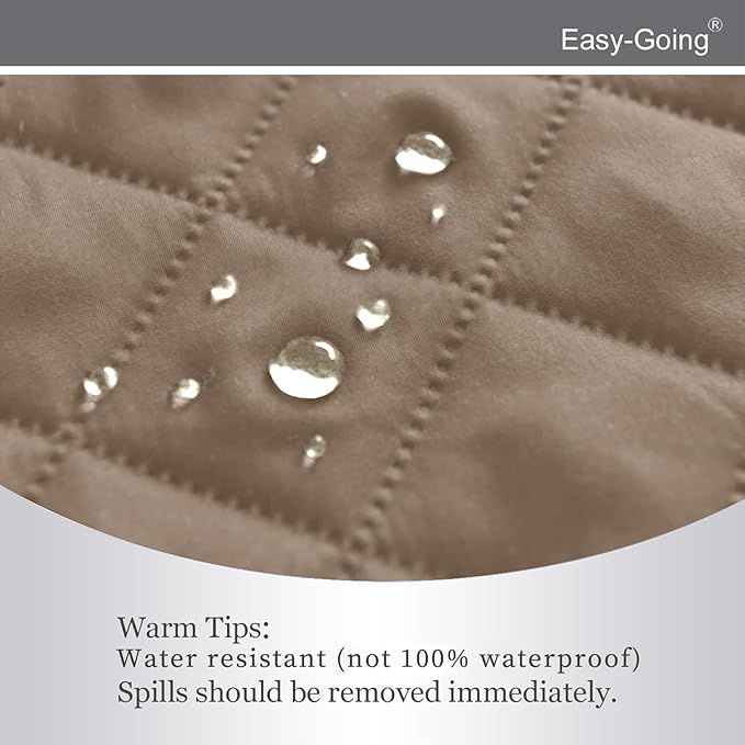 Easy-Going 4 Seater Sofa Slipcover Reversible Sofa Cover Water Resistant Couch Cover with Foam Sticks Elastic Straps Furniture Protector for Pets Children Dog Cat (XX-Large, Beige/Beige)