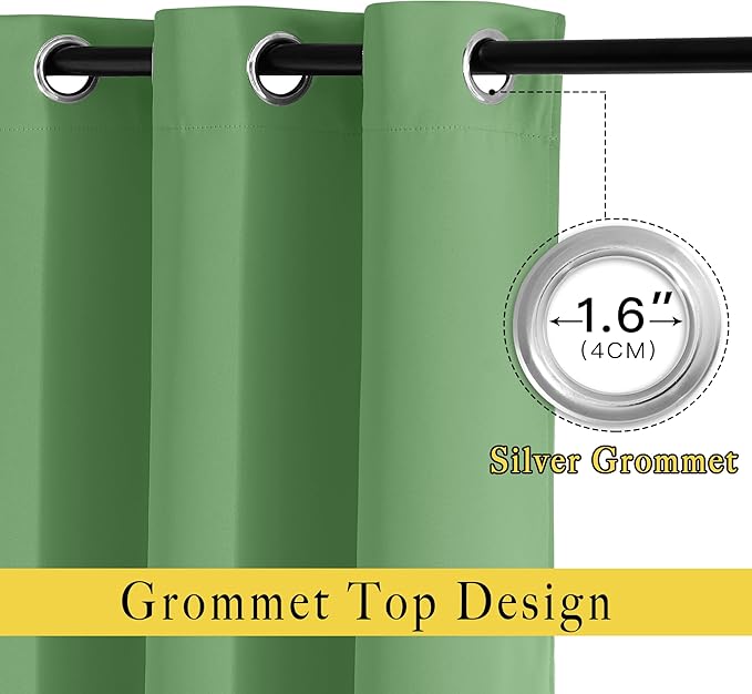 NICETOWN Blackout 102 inch Curtains for Living Room, Grommet Thermal Insulated Room Darkening Curtains for Bedroom/Living Room, 2 Panels, W52 x L102, Forest Green