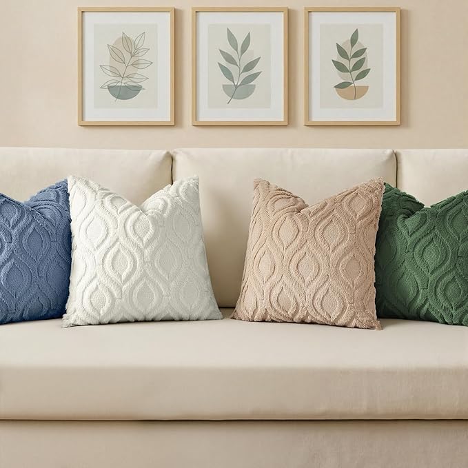 decorUhome Throw Pillow Covers 26x26 Inch Set of 2, Soft Plush Faux Wool Dusty Blue Solid Couch Pillow Covers, Accent Euro Sham Farmhouse Neutral Square Pillow Cases for Sofa Bed Living Room