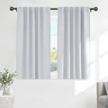 PONY DANCE 60% Light Filtering White Curtain Panels, Kitchen Curtains Room Darkening Energy Saving Short Drapes with Back Tab for Bedroom Home Decor, 42 in Wide by 45 Long, Greyish White, 2 Pieces