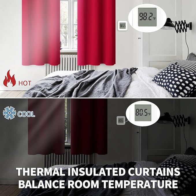 BGment Christmas Room Darkening Curtains 84 Inches Long - Grommet Thermal Insulated Drapes Window Treatment Curtains for Bedroom, 2 Panels, 52 x 84 Inch, Red