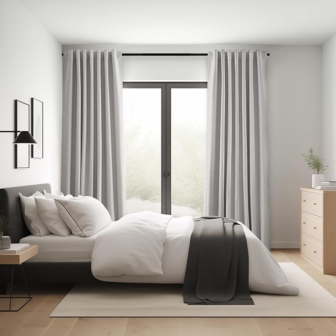 Topfinel 100 Inch Long Black Out Custom Drapery Panels, Light Grey Blackout Curtains, Nursery Kids Insulated Heat Blocking Sound Block Tab Top Rod Pocket Curtains for Patio Bay Window Winter