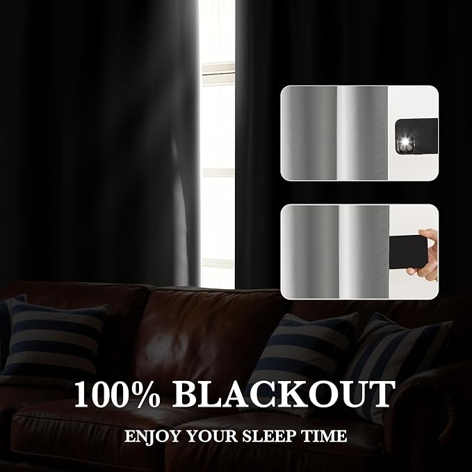 RYB HOME Bedroom Blackout Curtains 84 inches Long, 100% Blackout Thermal Insulated Noise Reducing Curtains for Living Room Nursury, 42 inches Wide by 84 inches Long, Silver Grey