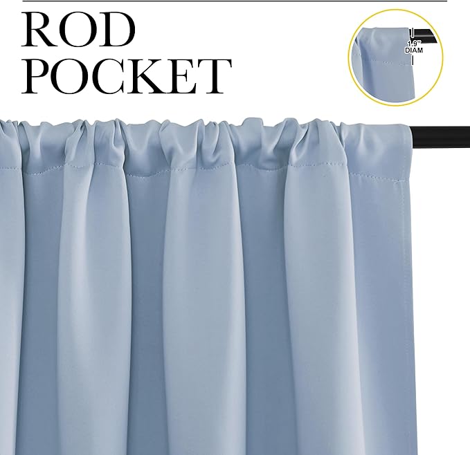 NICETOWN Room Darkening Curtains for Bedroom, Vintage Blue, Set of 2 Panels, 62 x 84 Inch, Triple Weave Home Decoration Thermal Insulated Solid Drapes for Patio Door