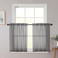 Grey Kitchen Curtains 30 Inch Length Tier 2 PCS, Solid Soft Half Curtains for Windows, Grey Sheer Rod Pocket Drapes for Bathroom Basement Small Window Curtain, 42" Wx30 L Inches