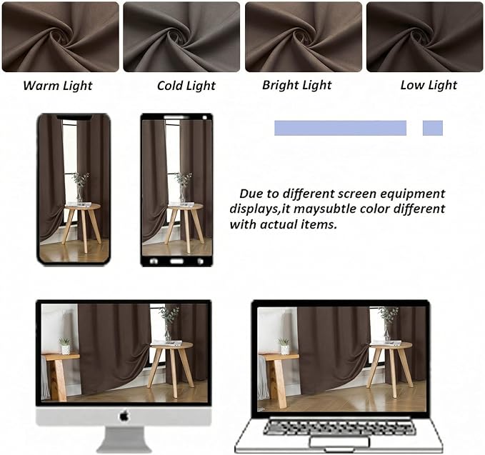 Simplebrand Ava Chocolate Blackout Curtains for Bedroom 84 Inch Length 2 Panels Set, Solid Thermal Insulated Privacy Nursery Window Treatment Curtains Blackout Drapes, W40 x L84 Inch, Chocolate
