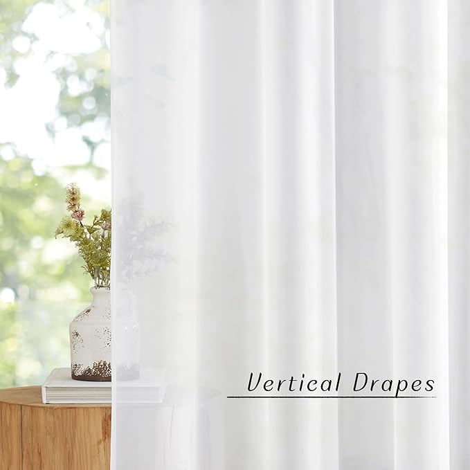 NICETOWN White Sheer Curtains 45 inches Long, Grommet Light Filtering Airy Voile Sheer Lightweight & Breathable Window Treatments for Kitchen/Cafe, W30 x L45, 2 Panels