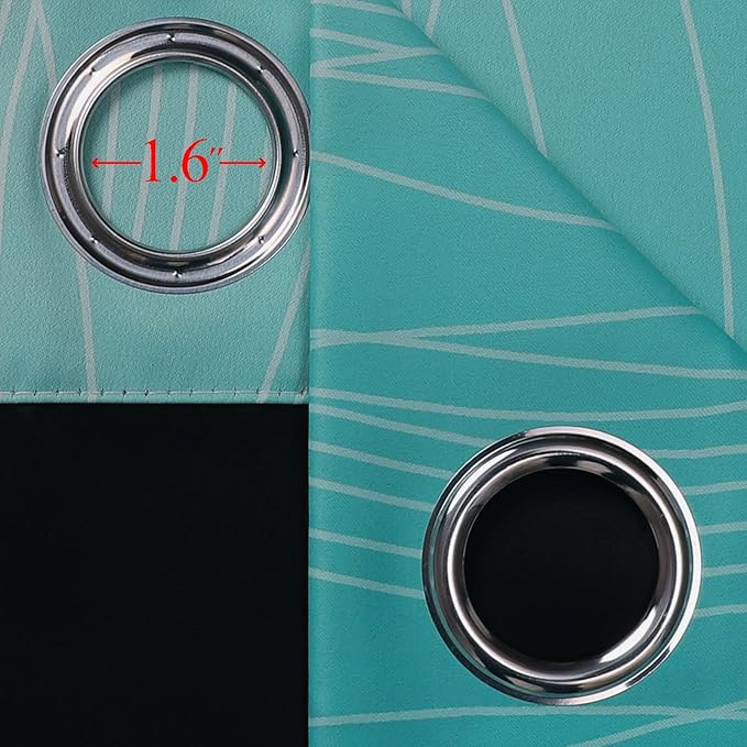 Estelar Textiler Navy Blue and Teal Blackout Curtains 54 Inch Length, Full Light Blocking Gradient Grommet Drapes for Living Room, Thermal Insulated Ombre Curtains for Bathroom,52Wx54L,2 Panels