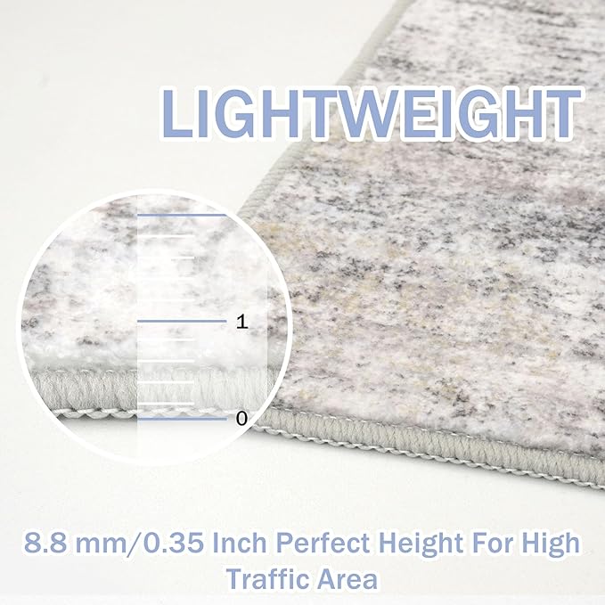 IOHOUZE Abstract Area Rugs and Runners Sets 2x3 and 2x6 Ft, Washable Entryway Rug and Runner Set, Non Slip Kitchen Rug Set, Printed Faux Wool Modern Floor Carpet for Hall Kitchen Entrance, Grey Beige