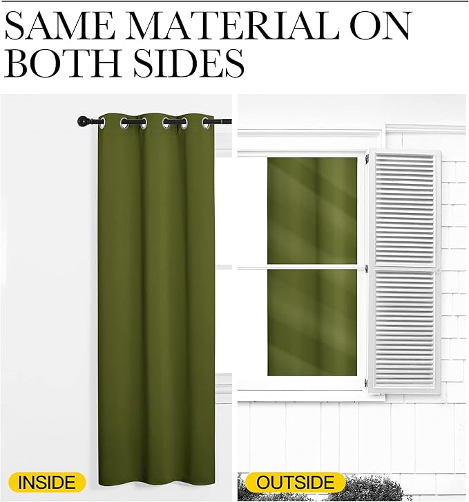 NICETOWN Olive Green Blackout Curtains 78 inches Length for Bedroom, 2 Panels, 42" Wide, Thermal Insulated Decoration Drapes for Office Window