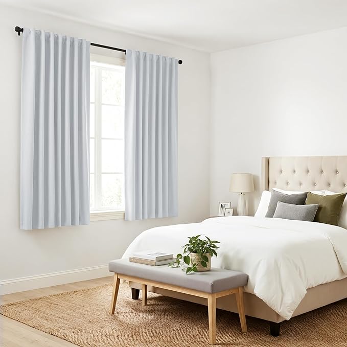 Pony Dance Short Drapes for Bathroom Window, Half Curtains for Kitchen Window, loft Thermal Insulated Curtain Tiers for Bedroom/Basement, Width 29 x Length 30 inches, Greyish White, 2 Pieces
