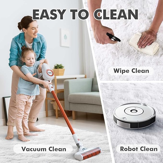 Area Rugs for Living Room, 6x9 Feet Soft Fluffy Shagg Plush Rug High Pile Large Indoor Modern Non-Slip Floor Carpet for Bedroom Nursery Kids Home Room Dorm Decor Aesthetic White