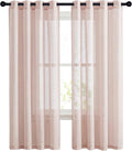 NICETOWN Flax Natural Blend Semi Sheer Curtains 72" L for Nursery, Decorative Grommet Semitransparent Casual Window Treatment Privacy Protect for Flat/Apartment, 52" W, 2 PCs, Dusty Blush