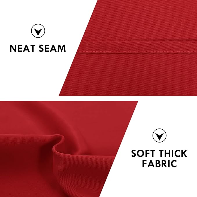 DWCN Christmas Blackout Curtains Room Darkening Thermal Insulated Bedroom Curtains Window Curtain Panels, 52 x 84 inches Long, Set of 2 Red Rod Pocket Drapes