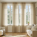 MIULEE Beige Sheer Curtains 108 Inches Long, 4 Panels Set, Rod Pocket Voile Drapes Light Filtering and Semi Transparent, Elegant Window Treatments for Bedroom Living Room,54 x 108 Inches