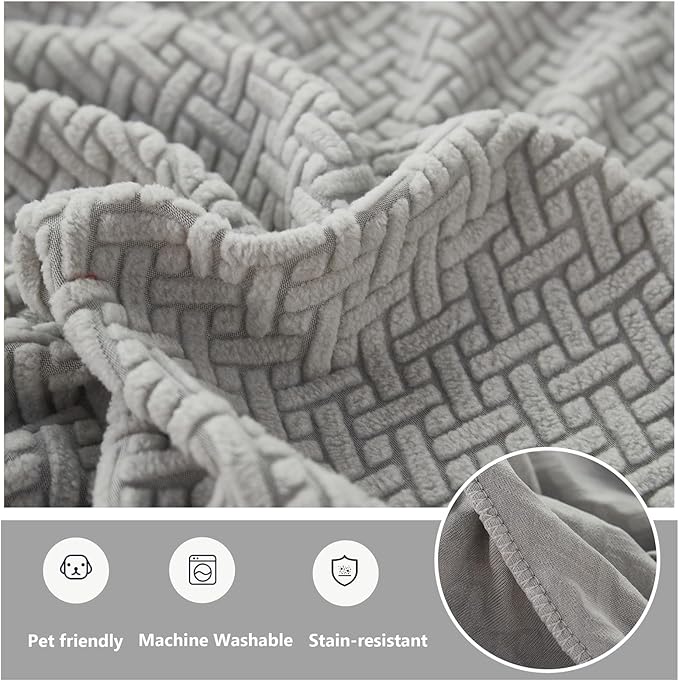 Couch Cushion Covers for Sofa Couch Covers Wear-Resistant Universal Sofa Cover Washable Stretch for Sectional Slipcovers (Texture-Blue,Chaise Cover)