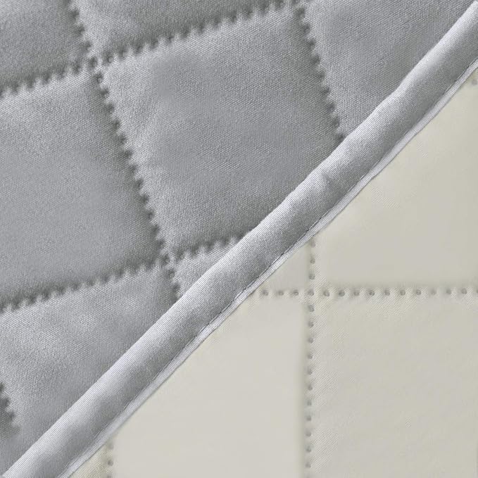Easy-Going Reversible Loveseat Couch Cover for 2 Cushion Couch Sofa Cover for Dogs Water Resistant Furniture Protector with Foam Sticks Elastic Straps for Pet (Loveseat, Light Gray/Ivory)