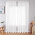 Simplebrand White Sheer Curtains 84 Inches Long, Light Filtering Rod Pocket Solid Color Window Sheer Curtain Panels, Elegant Curtains & Drapes for Living Room, Bedroom 2 Panels (White, 59" W x 84" L)