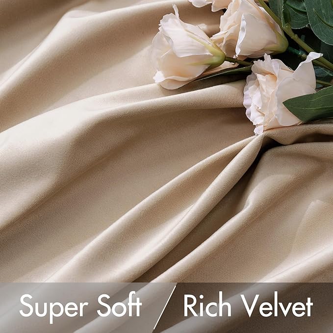 MIULEE Velvet Curtains 108 inches Long 2 Panels - Luxury Blackout Curtains for Bedroom Living Room Thermal Insulated Super Soft Window Drapes Rod Pocket & Back Tab, Camel Beige