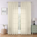 Lecloud Cream Sheer Curtains for Bedroom 90 Inches Long 2 Pcs, Rod Pockets Window Curtains for Living Room Dining Room, Modern Farmhouse Decor Light Filtering Drapes, Each Panel 59" W x 90" L