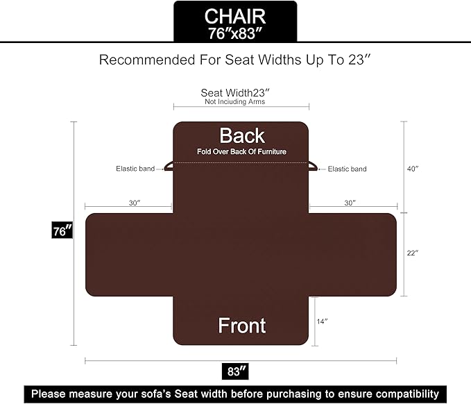 U-NICE HOME Recliner Chair Covers Reversible Chair Cover Pet Covers for Dogs with Elastic Straps Water Resistant Diamond Quilted (23''Armchair, Coffee/Beige)