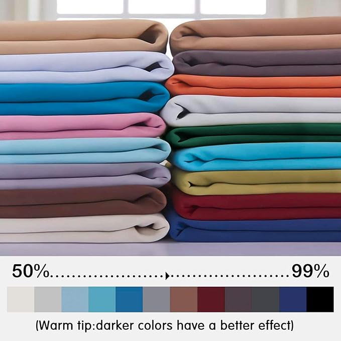 Yakamok Soft Room Darkening Light Gray Blackout Curtains Thermal Insulated Grommet Curtain Panels for Bedroom, 52W x 63L,Light Grey, 2 Panels