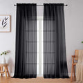 Black Sheer Curtains for Bedroom Living Room 96 Inches Long 2 Panels, Modern Airy Soft Lightweight Rod Pocket Light Filtering Sheer Curtains Drapes, Black, Each 59" Wx96 L Inch