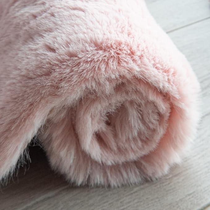 ORINOVA Pink Faux Fluffy Rabbit Fur Rug for Living Room Shag Washable Rug Area Rugs for Bedroom 3x5 Nursery Rugs